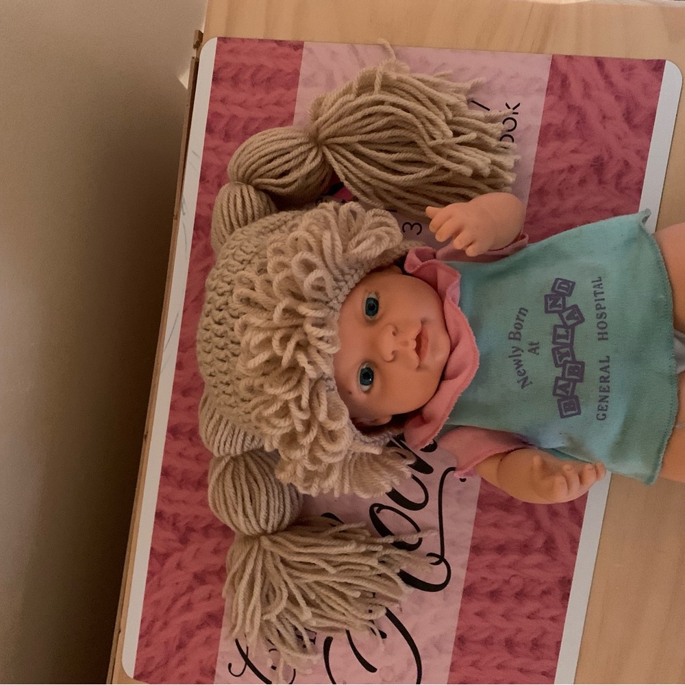 Hand crochet cabbage patch hat